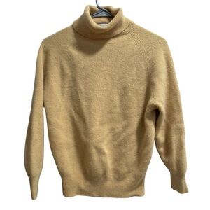Mustard Yellow Turtleneck Sweater,‎ Size Medium Lambswool/Angora Rabbit Hair
